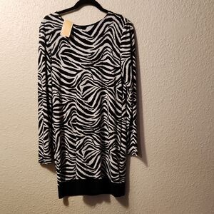 Micheal Kors Zebra Print Long Sleeve Dress
